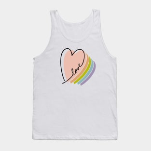 Boho Rainbow Heart Love Letters Line Art Tank Top